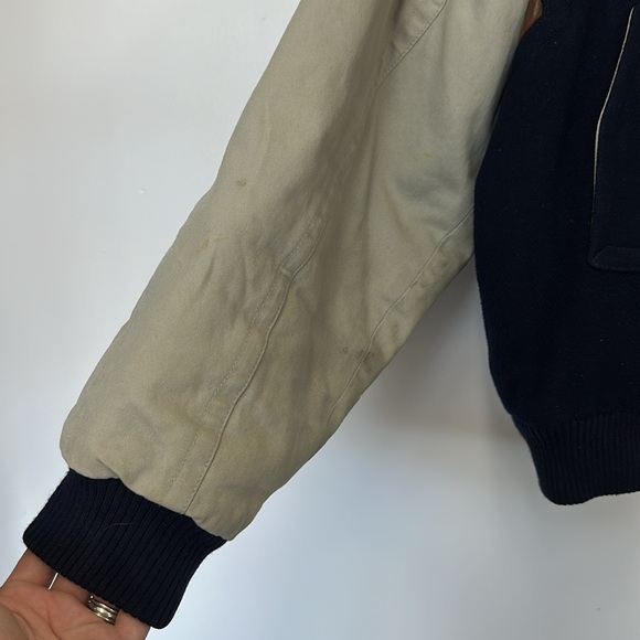 Champion Wool Varsity Bomber Leather Trim Vintage 90s Full Zip Jacket Mens m - Picture 3 of 6